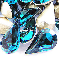 Kristal cabochons, Traan, silver plated, gefacetteerde, Indicolite, 8x13mm, 288pC's/Bag, Verkocht door Bag