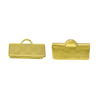 Brass Ribbon Crimp, Messinki, Suorakulmio, kullan väri kullattu, nikkeli, lyijy ja kadmium vapaa, 13x7x5mm, Reikä:N. 3mm, 1000PC/erä, Myymät erä