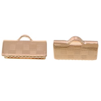 Nastro ottone Crimp, Rettangolo, placcato oro rosa, assenza di nichel,piombo&cadmio, 10x7x5mm, Foro:Appross. 3mm, 1500PC/lotto, Venduto da lotto