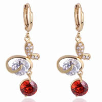 Gets® sieraden Earring, Messing, Vlinder, 18K vergulde, met zirkonia, nikkel, lood en cadmium vrij, 7mm, Verkocht door pair