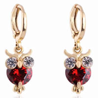 Gets® sieraden Earring, Messing, Uil, 18K vergulde, met zirkonia, nikkel, lood en cadmium vrij, 7mm, Verkocht door pair