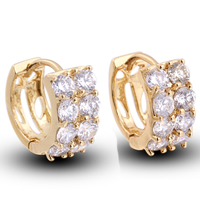 Gets® sieraden Earring, Messing, 18K vergulde, met zirkonia, nikkel, lood en cadmium vrij, 6mm, Verkocht door pair