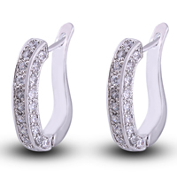 Gets® sieraden Earring, Messing, geplatineerd, met zirkonia, nikkel, lood en cadmium vrij, 4mm, Verkocht door pair