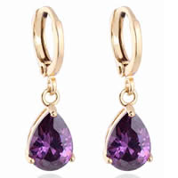 Gets® sieraden Earring, Messing, Traan, 18K vergulde, met zirkonia, nikkel, lood en cadmium vrij, 7mm, Verkocht door pair