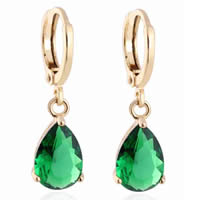 Gets® sieraden Earring, Messing, Traan, 18K vergulde, met zirkonia, nikkel, lood en cadmium vrij, 7mm, Verkocht door pair