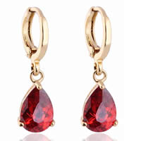 Gets® sieraden Earring, Messing, Traan, 18K vergulde, met zirkonia, nikkel, lood en cadmium vrij, 7mm, Verkocht door pair