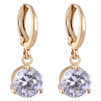 Gets® sieraden Earring, Messing, 18K vergulde, met zirkonia, nikkel, lood en cadmium vrij, 7mm, Verkocht door pair