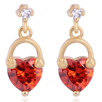 Gets® sieraden Earring, Messing, 18K vergulde, met zirkonia, nikkel, lood en cadmium vrij, 6mm, Verkocht door pair