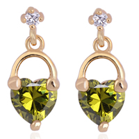 Gets® sieraden Earring, Messing, 18K vergulde, met zirkonia, nikkel, lood en cadmium vrij, 6mm, Verkocht door pair