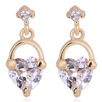 Gets® sieraden Earring, Messing, 18K vergulde, met zirkonia, nikkel, lood en cadmium vrij, 6mm, Verkocht door pair