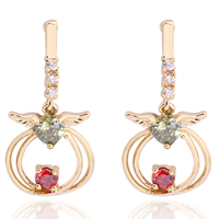 Gets® sieraden Earring, Messing, 18K vergulde, met zirkonia, nikkel, lood en cadmium vrij, 15mm, Verkocht door pair