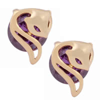 Gets® sieraden Earring, Messing, Vos, 18K vergulde, met zirkonia, nikkel, lood en cadmium vrij, 7mm, Verkocht door pair