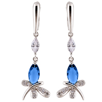 Gets® sieraden Earring, Messing, Dragonfly, geplatineerd, met zirkonia, nikkel, lood en cadmium vrij, 44mm, Verkocht door pair