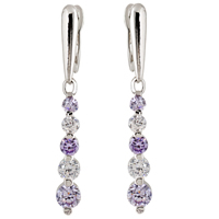 Gets® sieraden Earring, Messing, geplatineerd, met zirkonia, nikkel, lood en cadmium vrij, 36mm, Verkocht door pair