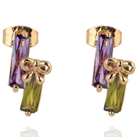 Gets® sieraden Earring, Messing, 18K vergulde, met zirkonia, nikkel, lood en cadmium vrij, 16mm, Verkocht door pair