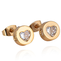 Gets® sieraden Earring, Messing, 18K vergulde, met zirkonia, nikkel, lood en cadmium vrij, 8mm, Verkocht door pair