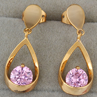 Gets® Jewelry Earring Brass Teardrop 18K gold plated with cubic zirconia nickel lead & cadmium free 24mm Sold By Pair