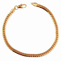 Pulsera de la joyería Gets®, metal, chapado en oro de 18 K, cadenilla, libre de níquel, plomo & cadmio, 4mm, Vendido para aproximado 7.5 Inch Sarta