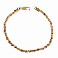 Gets® smykker armbånd, Messing, 18K forgyldt, reb kæde, nikkel, bly & cadmium fri, 3mm, Solgt Per Ca. 7.5 inch Strand