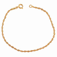 KUNIU® sieraden Armband, Messing, 18K vergulde, Singapore keten, nikkel, lood en cadmium vrij, 2mm, Per verkocht Ca 7 inch Strand