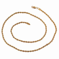 Bijoux Collier Gets®, laiton, Plaqué d'or 18K, chaîne de corde, protéger l'environnement, sans nickel, plomb et cadmium, 3mm, Vendu par Environ 23.5 pouce brin