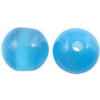 Imitation Cats Eye Resin Beads Round blue 10mm Approx 2mm Sold By Bag