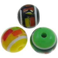 Striped Resin Beads Round mixed colors 10mm Approx 2mm Sold By Bag