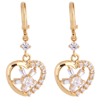 Gets® Jewelry Earring Brass Heart 18K gold plated with cubic zirconia nickel lead & cadmium free Sold By Pair