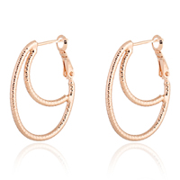 Gets® sieraden Earring, Messing, Ovaal, echte rose goud verguld, nikkel, lood en cadmium vrij, 2mm, 24mm, Verkocht door pair