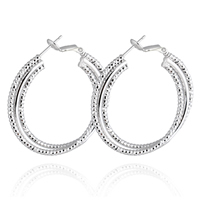 Boucle d'oreille Bijoux Gets®, laiton, beignet, Plaqué de platine, protéger l'environnement, sans nickel, plomb et cadmium, 5.5mm, 38x40mm, Vendu par paire