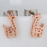 Gets® sieraden Earring, Messing, Giraffe, echte rose goud verguld, nikkel, lood en cadmium vrij, 12mm, Verkocht door pair