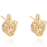 Gets® Juvelyrika Auskarai, Žalvarinis, Leopardas, 18K paauksuoti, su kubinių Zirconia, nikelio, švino ir kadmio nemokamai, 12mm, Pardavė Pora