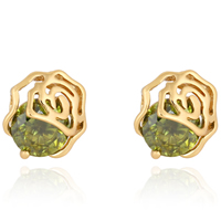 Gets® sieraden Earring, Messing, Bloem, 18K vergulde, met zirkonia, nikkel, lood en cadmium vrij, 11mm, Verkocht door pair