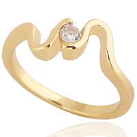 Bliver® Finger Ring, Messing, 18K forgyldt, med cubic zirconia, nikkel, bly & cadmium fri, 5mm, Størrelse:5, Solgt af PC