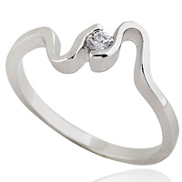 Bliver® Finger Ring, Messing, platineret, med cubic zirconia, nikkel, bly & cadmium fri, 5mm, Størrelse:5, Solgt af PC