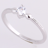 Bliver® Finger Ring, Messing, platineret, med cubic zirconia, nikkel, bly & cadmium fri, 4mm, Størrelse:5, Solgt af PC