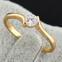 Bliver® Finger Ring, Messing, 18K forgyldt, med cubic zirconia, nikkel, bly & cadmium fri, 4mm, Størrelse:6.5, Solgt af PC