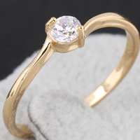 Bliver® Finger Ring, Messing, 18K forgyldt, med cubic zirconia, nikkel, bly & cadmium fri, 4mm, Størrelse:5, Solgt af PC