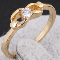 Bliver® Finger Ring, Messing, 18K forgyldt, med cubic zirconia, nikkel, bly & cadmium fri, 3mm, Størrelse:7.5, Solgt af PC