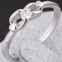 Bliver® Finger Ring, Messing, platineret, med cubic zirconia, nikkel, bly & cadmium fri, 3mm, Størrelse:5, Solgt af PC