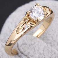 Bliver® Finger Ring, Messing, 18K forgyldt, med cubic zirconia, nikkel, bly & cadmium fri, 5mm, Størrelse:6.5, Solgt af PC