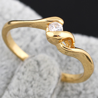 Bliver® Finger Ring, Messing, 18K forgyldt, med cubic zirconia, nikkel, bly & cadmium fri, 3mm, Størrelse:7.5, Solgt af PC