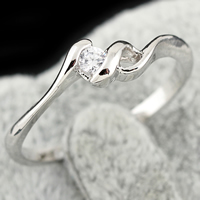 Bliver® Finger Ring, Messing, platineret, med cubic zirconia, nikkel, bly & cadmium fri, 3mm, Størrelse:5, Solgt af PC