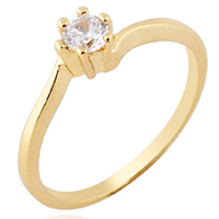 Bliver® Finger Ring, Messing, 18K forgyldt, med cubic zirconia, nikkel, bly & cadmium fri, 5mm, Størrelse:6.5, Solgt af PC