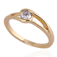 Bliver® Finger Ring, Messing, 18K forgyldt, med cubic zirconia, nikkel, bly & cadmium fri, 4mm, Størrelse:7.5, Solgt af PC