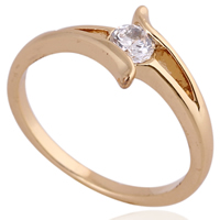 Bliver® Finger Ring, Messing, 18K forgyldt, med cubic zirconia, nikkel, bly & cadmium fri, 4mm, Størrelse:6.5, Solgt af PC