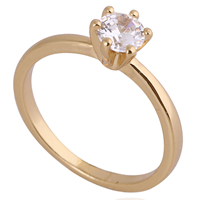 Bliver® Finger Ring, Messing, 18K forgyldt, med cubic zirconia, nikkel, bly & cadmium fri, 5mm, Størrelse:5, Solgt af PC