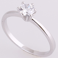 Bliver® Finger Ring, Messing, platineret, med cubic zirconia, nikkel, bly & cadmium fri, 5mm, Størrelse:5, Solgt af PC