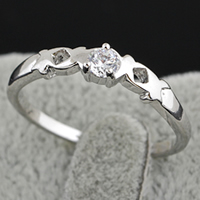 Gets® Finger Ring Brass platinum plated with cubic zirconia nickel lead & cadmium free 4mm US Ring .5 Sold By PC