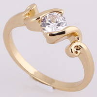 Bliver® Finger Ring, Messing, 18K forgyldt, med cubic zirconia, nikkel, bly & cadmium fri, 5mm, Størrelse:5, Solgt af PC